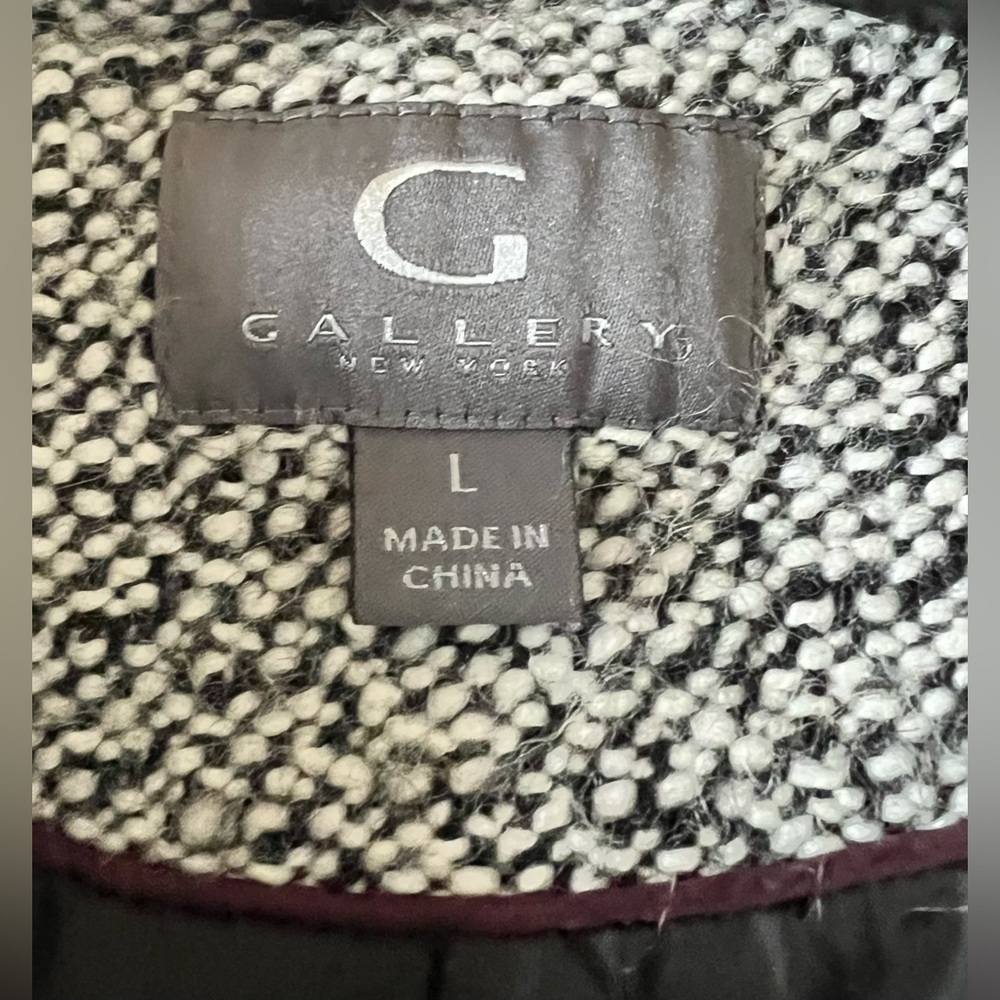 Gallery New York Women’s Large Wool Blend A-Line Pea Coat Tweed Black White - Picture 3 of 8